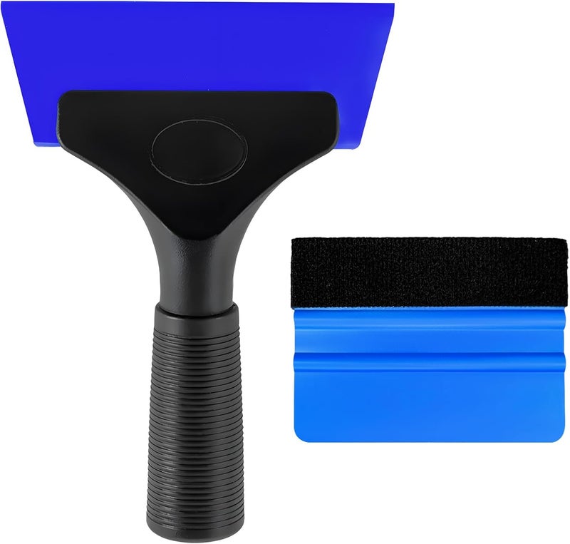 Yourkar 2 PCS Window Tint Kit Tools, Professional Vinyl Wrap Kit with Plastic Squeegee & Felt Squeegee, Universal Privacy Film Installation Tint Tools for Vehicle Glass Home (Blue) - Image 1